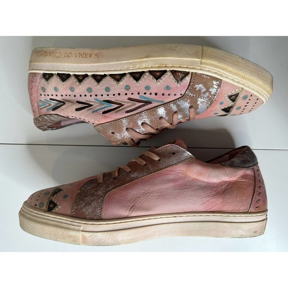 Karma of Charme Naïf Hand Painted Leather Low Top Sneaker Unique Size 40 Women's - Picture 7 of 9